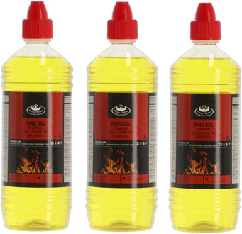 Fancy Flames Vuurgel/brandgel - 3x - 1 liter - gelhaarden/vuurpotten - binnen en buiten