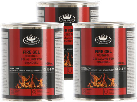 Fancy Flames Vuurgel/brandgel - 3x - 500 ml - gelhaarden/vuurpotten - binnen en buiten