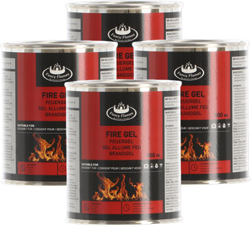 Fancy Flames Vuurgel/brandgel - 4x - 500 ml - gelhaarden/vuurpotten - binnen en buiten