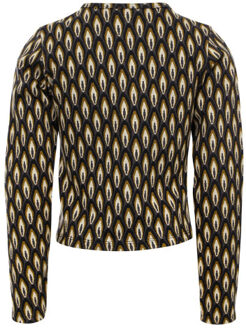 Fancy top graphic print en keyhole voor meisjes in de kleur Bruin - 152