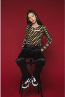 Fancy top graphic print en keyhole voor meisjes in de kleur Bruin - 176