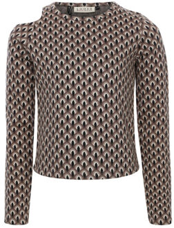 Fancy top graphic print voor meisjes in de kleur Beige - 176