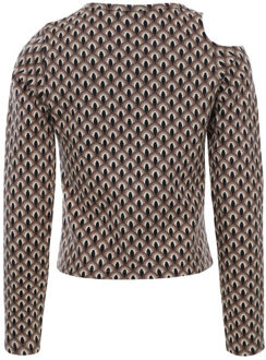 Fancy top graphic print voor meisjes in de kleur - maat 164 Beige