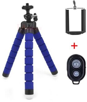 Fangtuosi Mini Flexibele Spons Statief Handheld Monopod Met Draadloze Bluetooth Afstandsbediening Voor Iphone Samsung En Mini Camera blauw met afgelegen