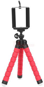 Fangtuosi Mini Flexibele Spons Statief Handheld Monopod Met Draadloze Bluetooth Afstandsbediening Voor Iphone Samsung En Mini Camera rood clip
