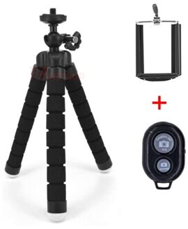 Fangtuosi Mini Flexibele Spons Statief Handheld Monopod Met Draadloze Bluetooth Afstandsbediening Voor Iphone Samsung En Mini Camera zwart met afgelegen
