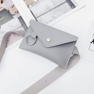 Fanny Pack Vrouwen Riem Tas Lederen Taille Tas Mode Vrouwen Pure Kleur Ring Pu Messenger Schouder Borst Pochete Homem @ 9 Grijs