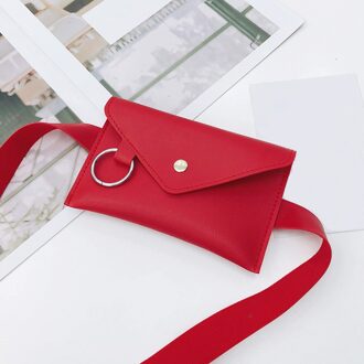 Fanny Pack Vrouwen Riem Tas Lederen Taille Tas Mode Vrouwen Pure Kleur Ring Pu Messenger Schouder Borst Pochete Homem @ 9 Rood