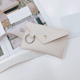 Fanny Pack Vrouwen Riem Tas Lederen Taille Tas Mode Vrouwen Pure Kleur Ring Pu Messenger Schouder Borst Pochete Homem @ 9 wit