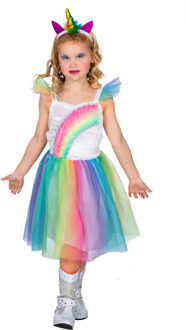Fantasie Eenhoorn Regenboog Fabel | Meisje | Maat 110 | Carnaval kostuum | Verkleedkleding
