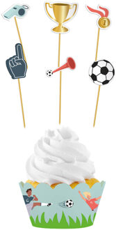 Fantastic Voetbal Cupcake Decoratie Set (6st) Multikleur - Print