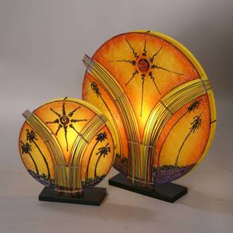 Fantastische tafellamp NAOMI 35 cm hoog bruin, geel