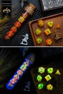 Fantasy Potion Fles Dobbelstenen Lichtgevende Dnd Dobbelstenen Coc Running Groep Plastic Hars Dobbelstenen 7 Stuk Set Van Astrologische Dobbelstenen-Fire Bolt