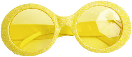 Faram Party Dames party bril - geel met glitters - Seventies/disco - Verkleedbrillen