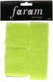 Faram Zweetbandjes set - neon geel - Foute 80s/90s party verkleed accessoires - hoofd en pols