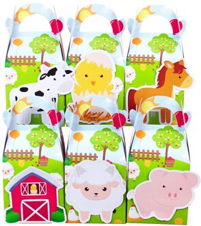 Farm Animal Favor Box Candy Box Box Kids Verjaardagsfeestje Supplies Decoratie Farm Party Event Feestartikelen