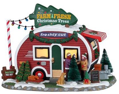 'Farm Fresh Christmas Trees' - Verlicht figuur - Exclusief adapter (werkt ook op batterijen)