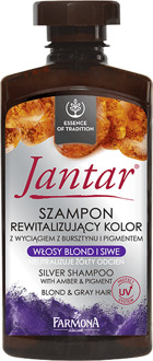 Farmona Jantar-  Kleur revitaliserende shampoo voor platina blond en grijs haar  + 60 seconden Argan haarmasker cadeau,   paarse shampoo / Color Revitalizing Shampoo With Amber Extract And Purple Pigment For Blond And Gray