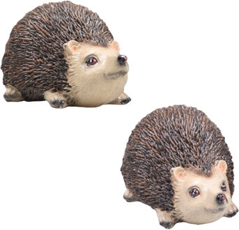 Farmwood Animals 2x stuks Egel tuin beelden - voor binnen/buiten - 15 x 12 x 11 cm - dieren tuinbeelden