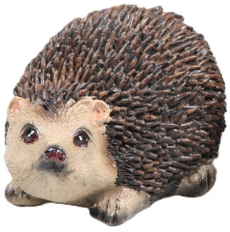Farmwood Animals Egel tuin beeldje - voor binnen/buiten - 10 x 7 x 6 cm - dieren tuinbeelden - snuitje recht