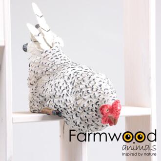 Farmwood Animals Farmwood Kip op rand 23x14x24cm wit