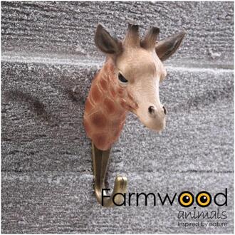 Farmwood Animals Kapstok haak Hook'd! giraf 7,5x7x13cm bruin