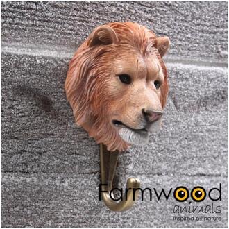Farmwood Animals Kapstok haak Hook'd! leeuw 5x7,5x12cm bruin