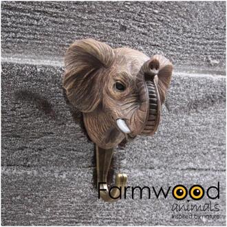 Farmwood Animals Kapstok haak Hook'd! olifant 6,5x9x11cm grijs