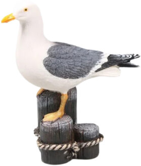 Farmwood Animals Meeuw op 3 palen - vogel - tuin beeldje - voor binnen/buiten - 18x8x20 cm - dieren tuinbeelden