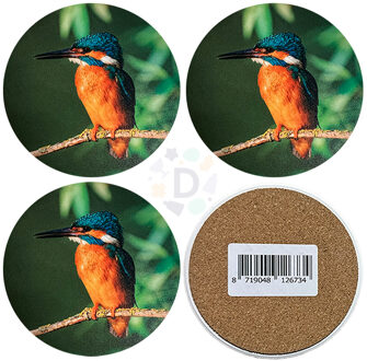 Farmwood Animals Onderzetters ijsvogel 4-delig Ø10cm multi