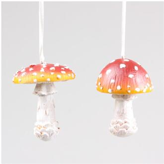 Farmwood Animals Paddenstoel hangend set a 2st 6x6x9cm rood