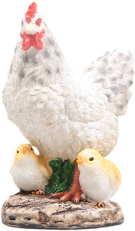 Farmwood Animals Tuinbeeld Kip met kuiken wit 15x11x20cm