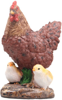 Farmwood Animals Tuinbeeld Kip + kuikens bruin 15x11x20cm