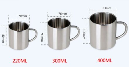 Faroot 220/300/400Ml Korte Roestvrij Staal Thee Bier Mok Koffie Kopje Thee Double Wall Camping Drinken cup 401-500ml