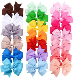 Fashion 12pcs/lot Grosgrain Ribbon Hair Bow with Clips Baby Girls Bow Hair Clip Hairpins Children Photo Props Hair Accessories