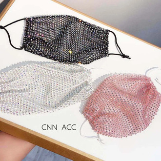 Fashion Adult Women Mask Hot Style Mesh Flash Rhinestone Mask Party Outdoor Mask Jewelry Black Pink White Mask Accessories JL