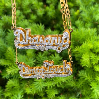 Fashion Alloy Custom Name Pendant Necklace Large Chain Zircon Name Necklace for Women Jewelry