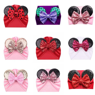 Fashion Baby Headbands Soft Velvet Newborn Glitter Bowknot Red Pink Color Turban Caps Christmas Bow Baby Hats