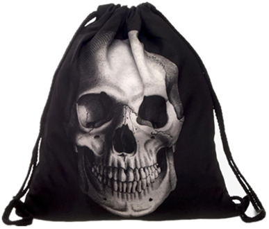 Fashion Black Skull Bag Casual Trekkoord Rugzak Drawstring Bag Backpack Women Harajuku Sports Bag Modis Daily bag