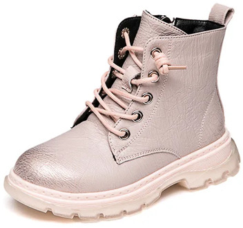 Fashion Boys Girls Martin Boots PU Leather Waterproof Thick Cotton Warm Rubber Boots For Children Kids British Vintage Style New