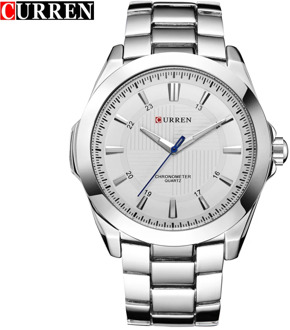 Fashion Brand CURREN Simple Dial Classic Business Men Watches Full Steel Quartz Male Wristwatch Silver Clock Reloj Hombre