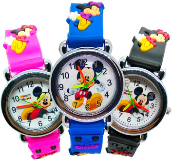 Fashion Brand Cute Cartoon Mouse Kids Quartz Watches Children Watch Boys Girls Clock Silicone Strap Crystal Bracelet Wristwatch