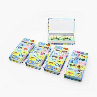Fashion Cartoon Puzzle Mink Lashes Boxes With Tray Custom Lashbox Packaging With Logo Holographic Inside Box Mink Lashes Vendor