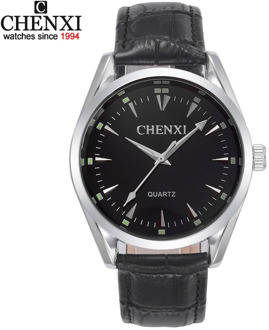 Fashion Casual Men CHENXI Brand Wristwatches Japan Movement Quartz Watches Gentleman Black & White Dial Leather Wrist Watch 006A