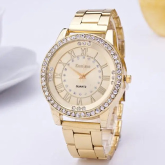 fashion casual watch Women's Men's Crystal Rhinestone Stainless Steel Analog Quartz Wrist Watch popular women