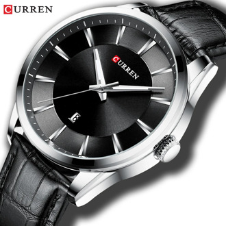Fashion Casual Watches Clock CURREN New Men Luxury Brand Watch Simple Quartz Wristwatch with Leather Male Watches Black