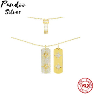 Fashion Charm Sterling Silver Copy 1:1 Replica,Adjustable Necklace With Single Paved Stars Pendant Monaco Luxury Jewelry Gift