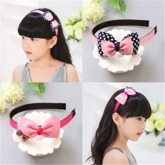 Fashion Children Plastic Headband Cute Big Bows Flower Spot Hairband Girls Lovely Hair Band Headwear Kids Hair Accessories
