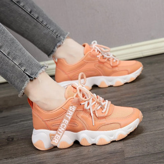 Fashion Chunky Sneakers Platform Ulzzang Orange Vulcanized Shoes Woman Lace Up Sports Green Casual Shoes Tenis Female 2020 New