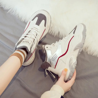 Fashion Chunky Sneakers Women Platform Sneakers Wedges Shoes For Woman Thick Sole Shoes Basket Femme High Top Winter Warm Plush